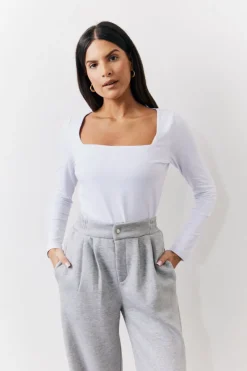 Discount In the Style Square Neck Top White
