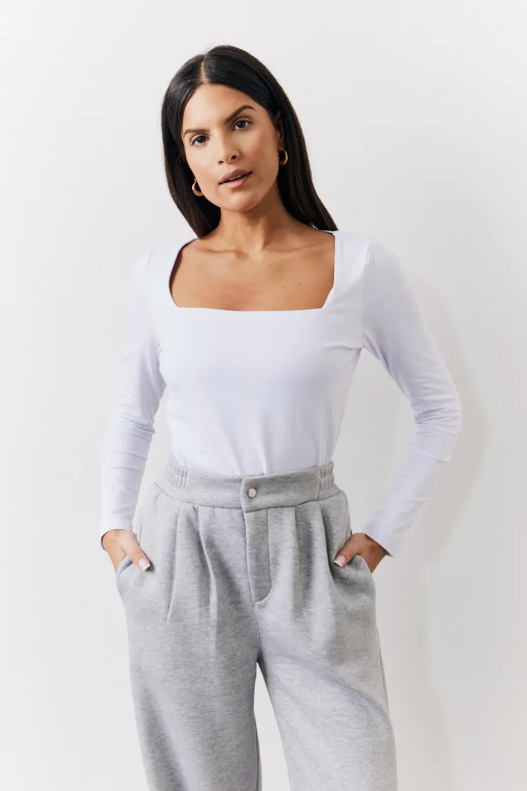 Discount In the Style Square Neck Top White
