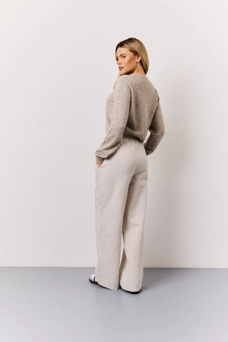 New In the Style Linen Look Stripe Trouser Stone