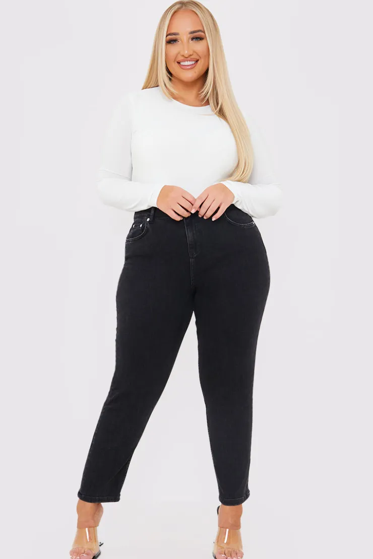 Online In The Style Stretch Straight Jeans Black