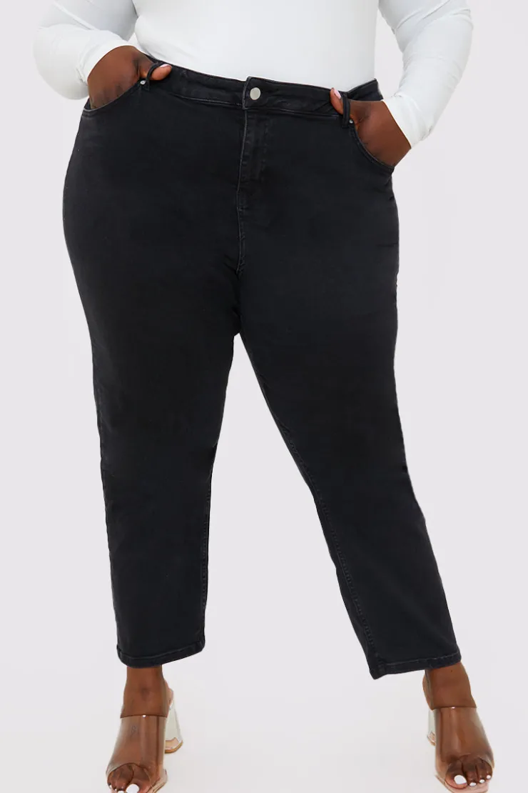 Online In The Style Stretch Straight Jeans Black