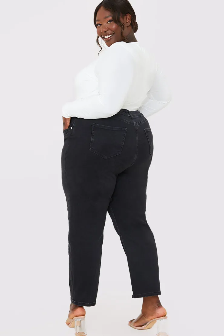 Online In The Style Stretch Straight Jeans Black