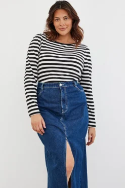 Discount In The Style Striped Long Sleeve T-Shirt White