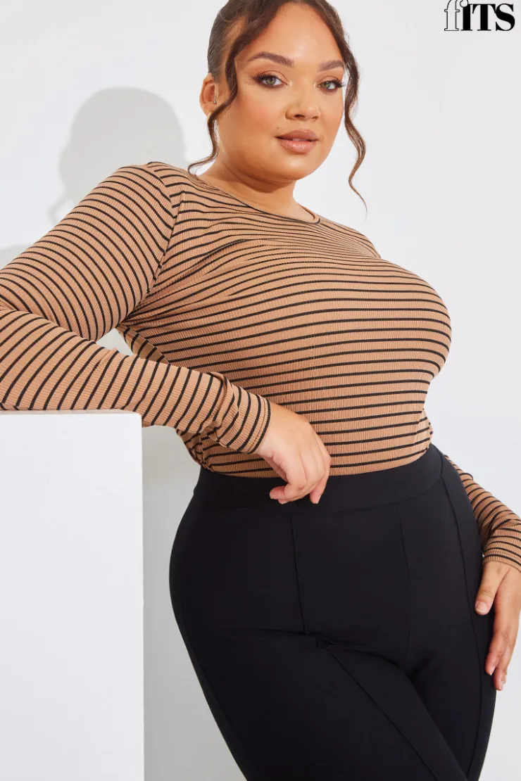 Online In the Style Striped Ribbed Long Sleeve Top