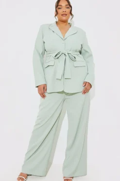 Discount In the Style Tailored Belted Co-Ord Blazer Sage