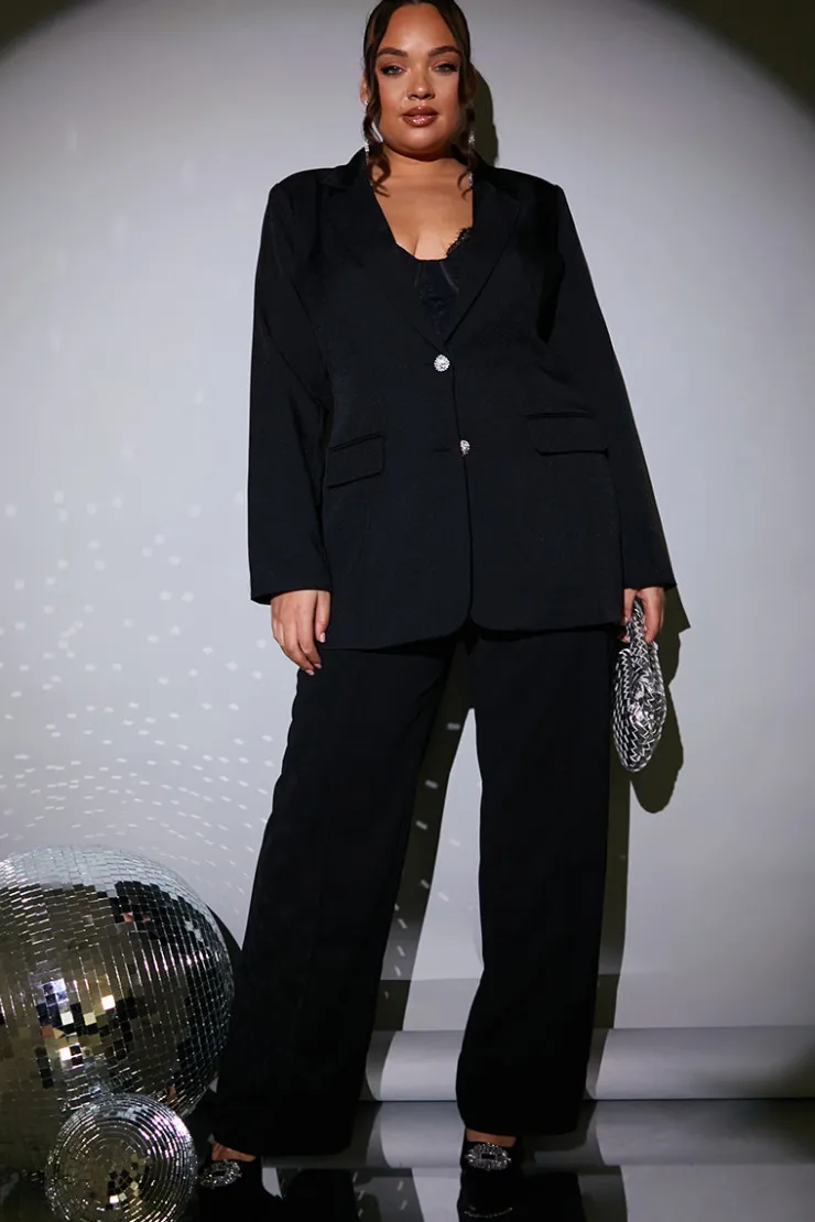 Clearance In the Style Tailored Blazer With Diamante Buttons Black