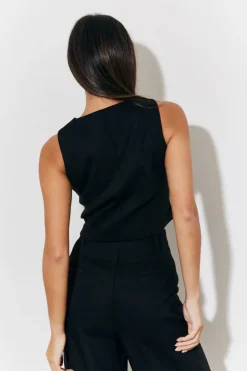 Outlet In The Style Tailored Button Through Waistcoat Black