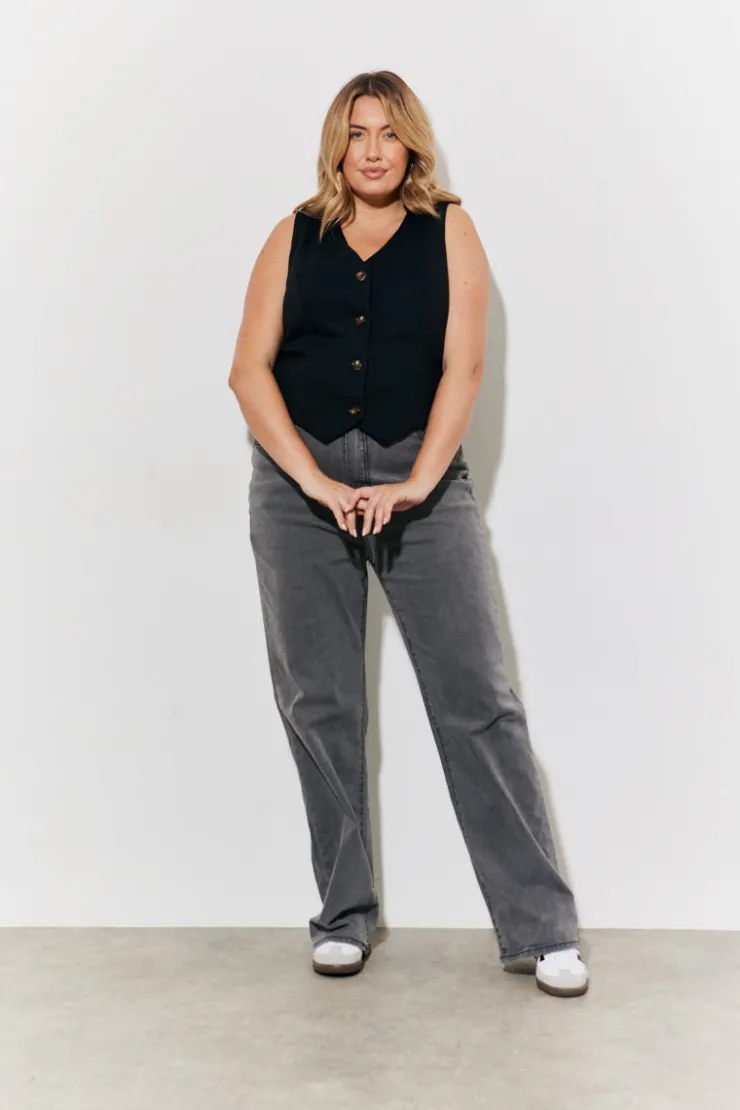 Outlet In The Style Tailored Button Through Waistcoat Black