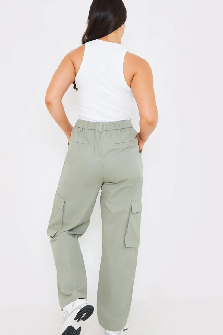 Discount In The Style Tailored Cargo Trousers Khaki