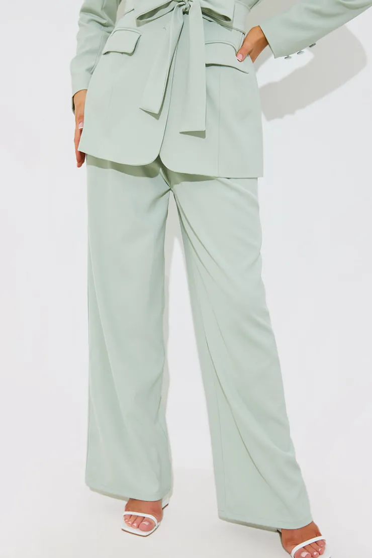 Hot In the Style Tailored Co-Ord Trousers Sage
