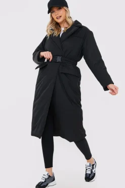 Hot In the Style Tailored Longline Puffer Black
