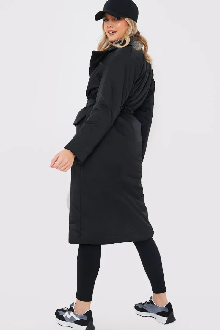 Hot In the Style Tailored Longline Puffer Black