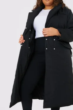 Hot In the Style Tailored Longline Puffer Black