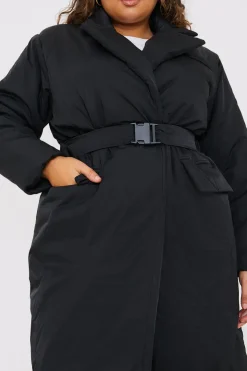 Hot In the Style Tailored Longline Puffer Black