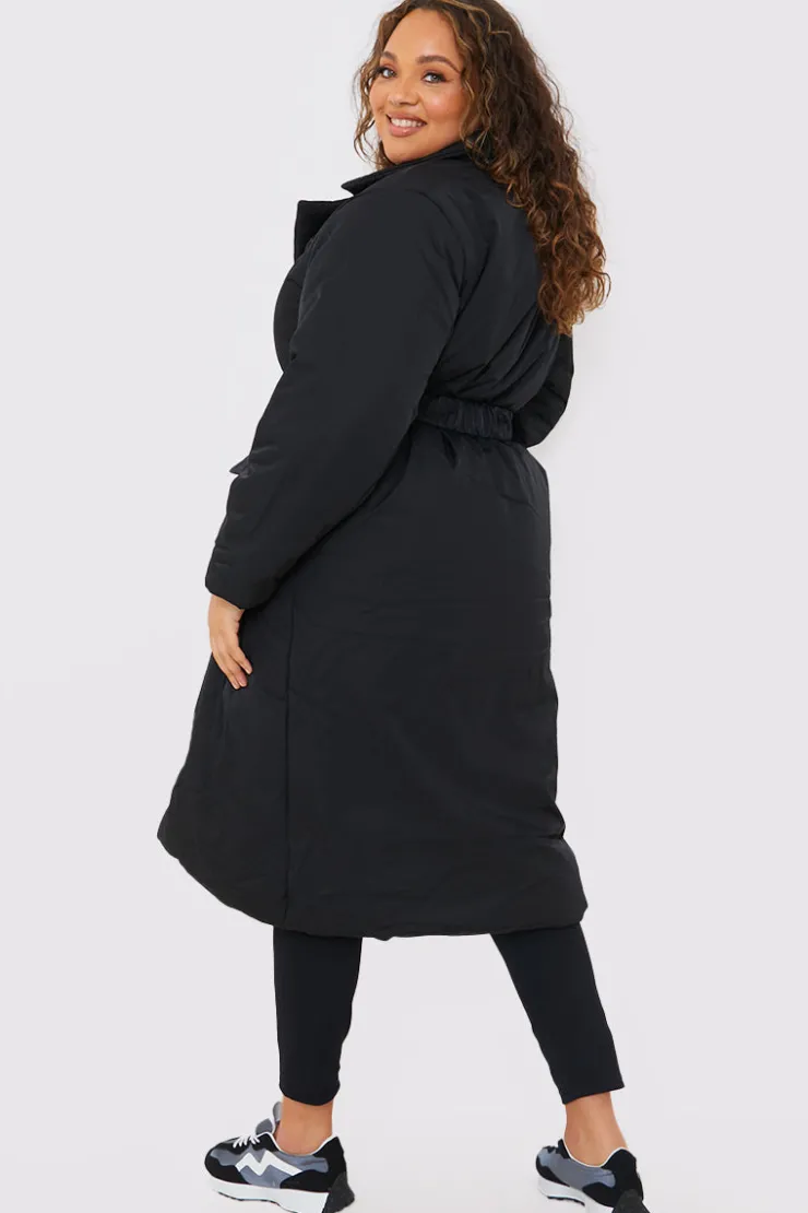 Hot In the Style Tailored Longline Puffer Black
