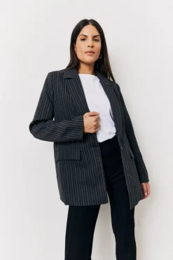Sale In The Style Tailored Pinstripe Co-Ord Blazer Grey