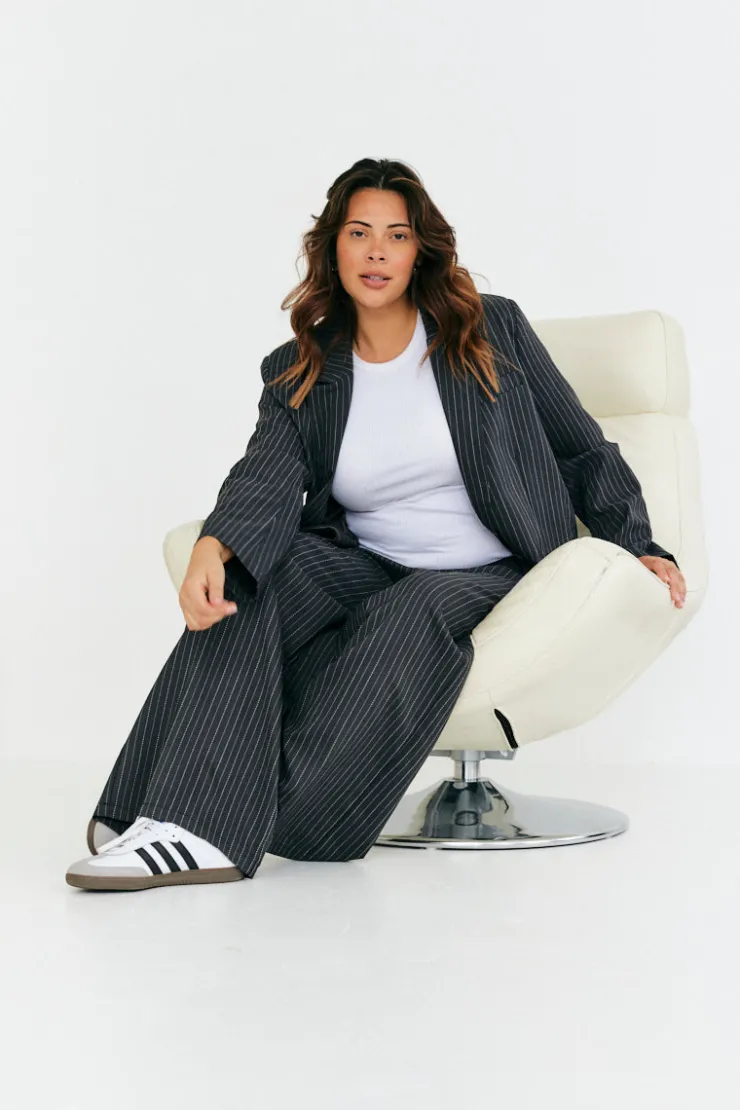 Sale In The Style Tailored Pinstripe Co-Ord Blazer Grey