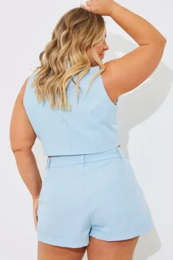 Sale In the Style Tailored Waistcoat Blue