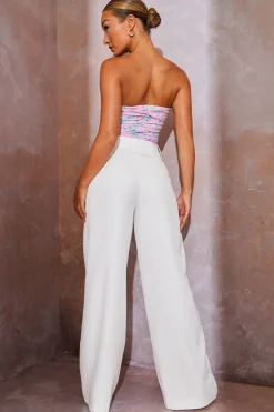 Online In the Style Tailored Wide Leg Trousers White