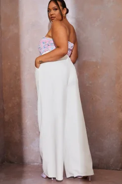 Online In the Style Tailored Wide Leg Trousers White