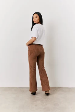 In The Style Faux Suede Straight Leg Trouser Tan
