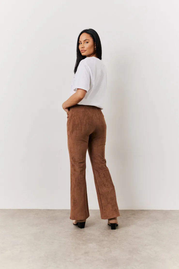 In The Style Faux Suede Straight Leg Trouser Tan