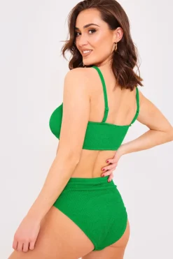 New Billie Faiers Textured Bandeau Crinkle Ring Detail Bikini Top