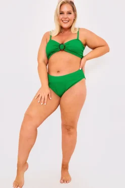 New Billie Faiers Textured Bandeau Crinkle Ring Detail Bikini Top