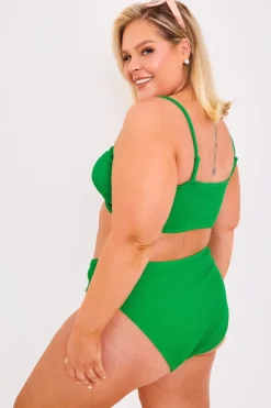 New Billie Faiers Textured Bandeau Crinkle Ring Detail Bikini Top