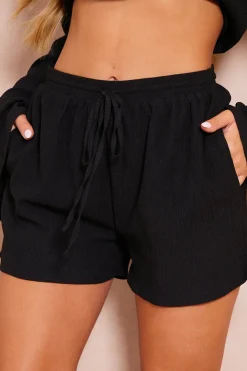 Sale In the Style Textured Beach Co-Ord Short Black