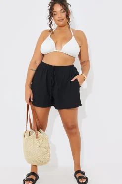 Sale In the Style Textured Beach Co-Ord Short Black