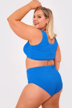 Clearance Billie Faiers Textured Crinkle Scoop Neck Ring Detail Bikini Top