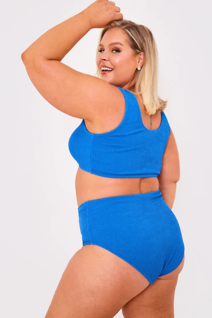 Clearance Billie Faiers Textured Crinkle Scoop Neck Ring Detail Bikini Top