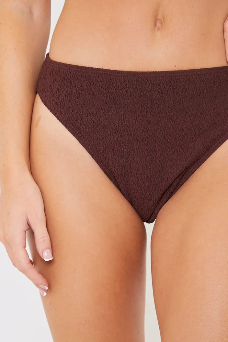 Online Billie Faiers Textured High Waist Control Bikini Bottom Chocolate