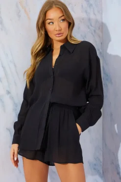 Best In the Style Textured Shorts Black