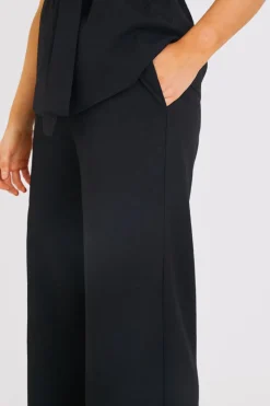 New In the Style Textured Wide Leg Co-Ord Trousers Black