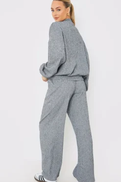 Clearance In the Style Textured Wide Leg Trousers Grey