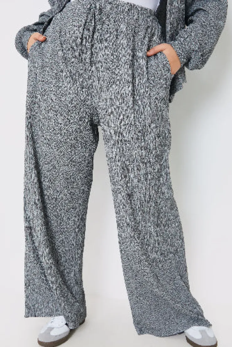 Clearance In the Style Textured Wide Leg Trousers Grey