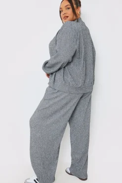 Clearance In the Style Textured Wide Leg Trousers Grey