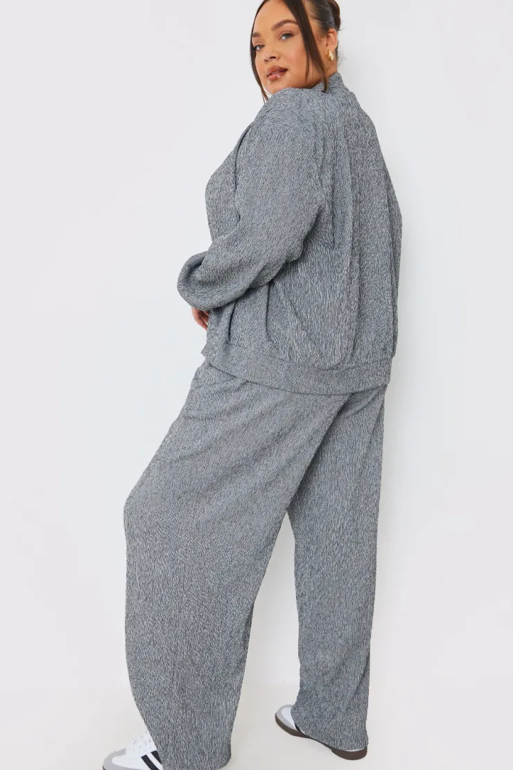 Clearance In the Style Textured Wide Leg Trousers Grey