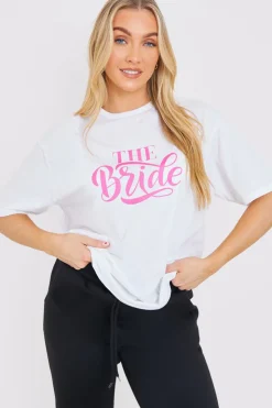 New In The Style The Bride Slogan T-Shirt White
