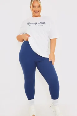 In the Style Thick Rib Leggings Navy