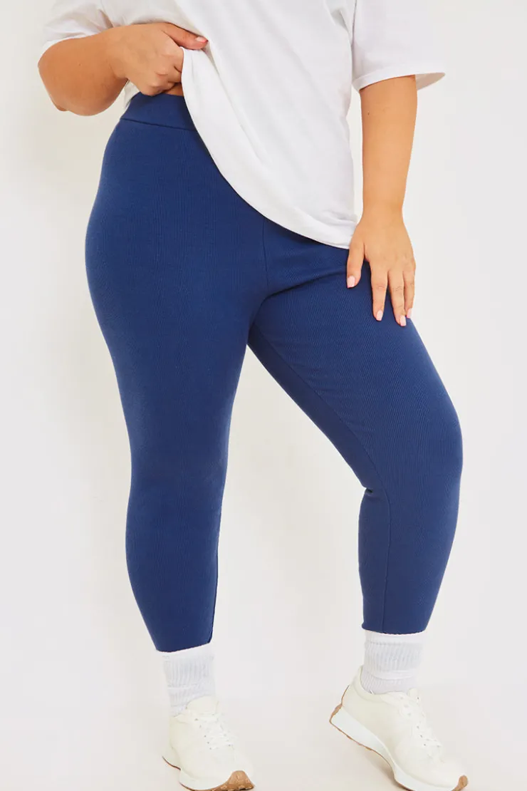 In the Style Thick Rib Leggings Navy