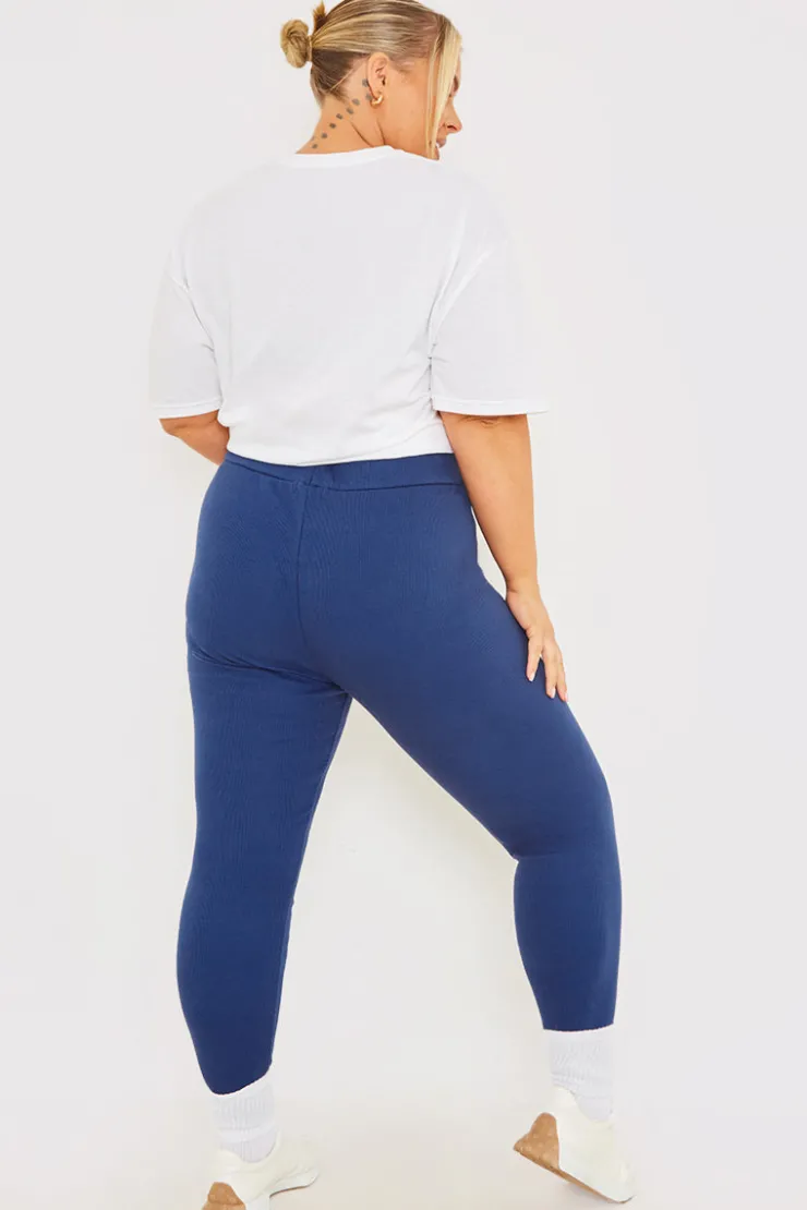 In the Style Thick Rib Leggings Navy