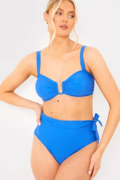 In the Style Tie Detail High Waist Bikini Bottoms Blue