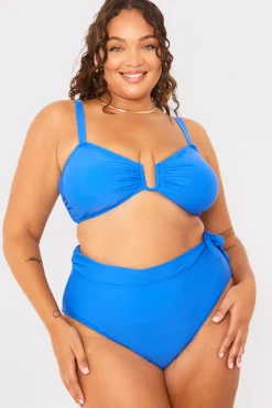 In the Style Tie Detail High Waist Bikini Bottoms Blue