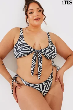 Fits Tie Front Bikini Top Monochrome