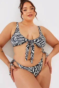 Fits Tie Front Bikini Top Monochrome