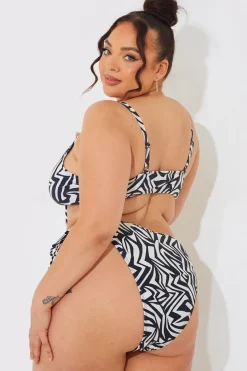 Fits Tie Front Bikini Top Monochrome