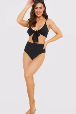 Discount In the Style Tie Front Bikini Top Black